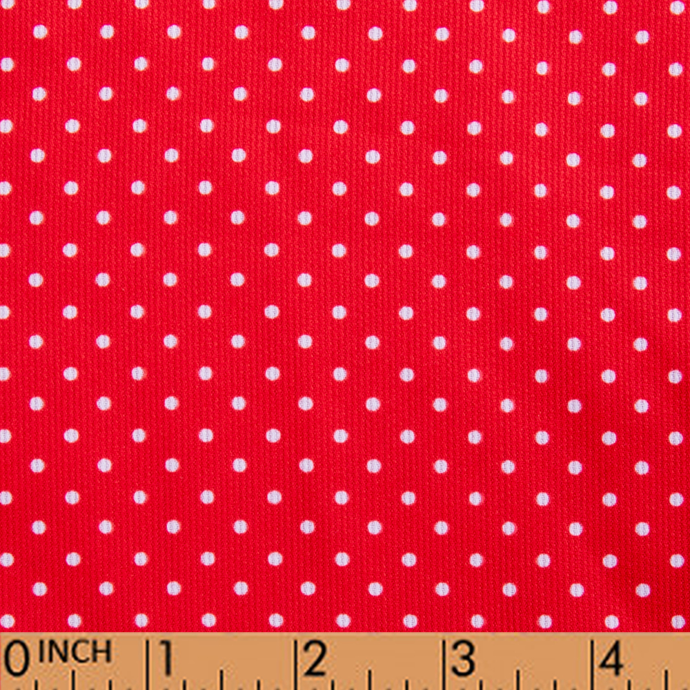 D109- White dot  in red pique printed 4.0 fabric